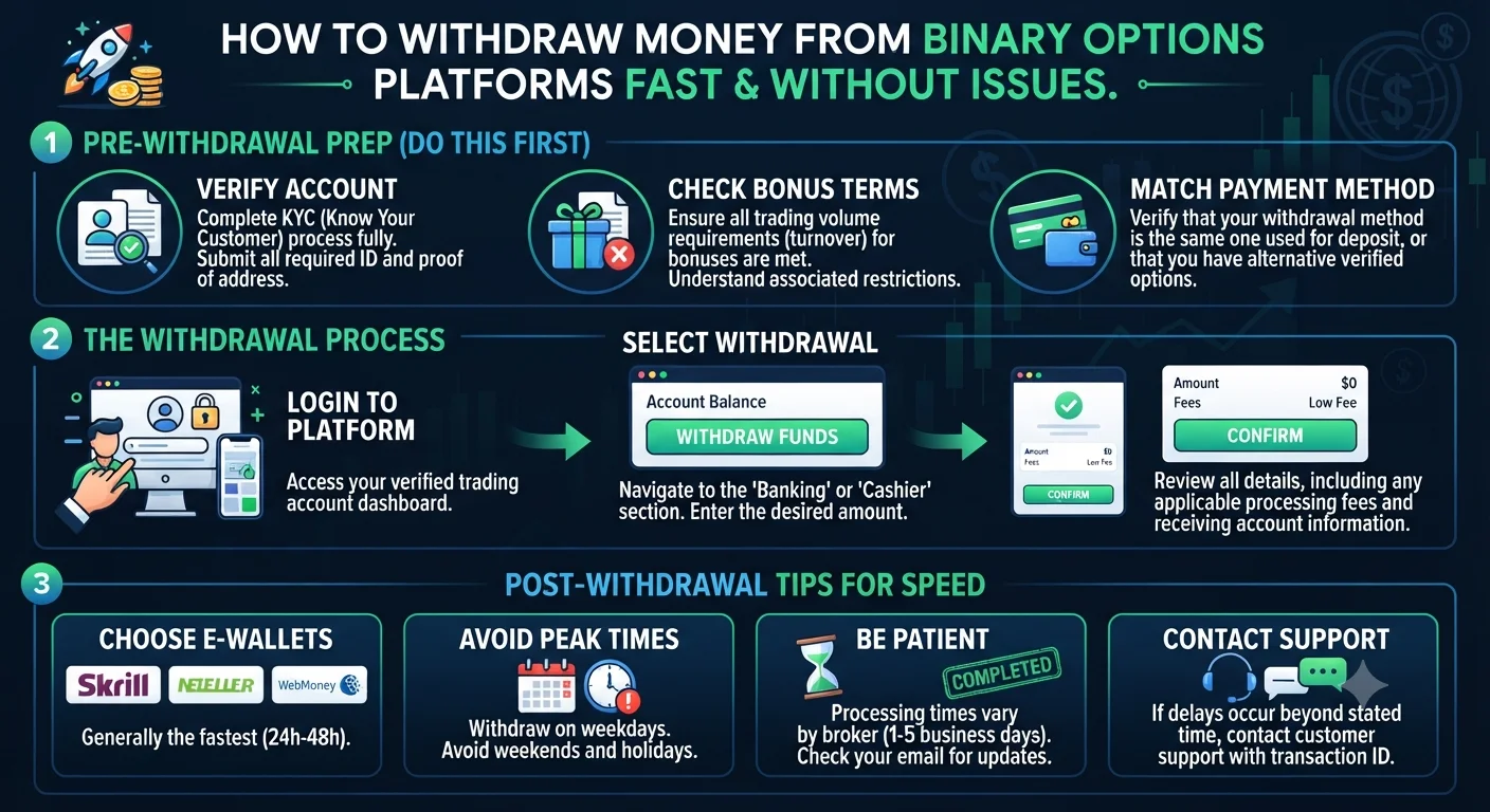 How to Withdraw Money From Binary Options Platforms Fast and Without Issues